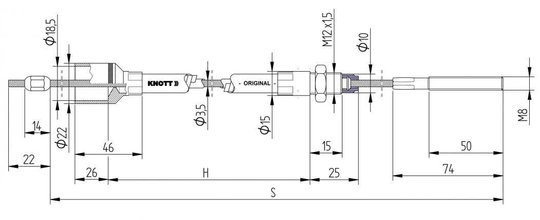 Bowdenzug Knott, HL 730, GL 940 mm - hier online kaufen!