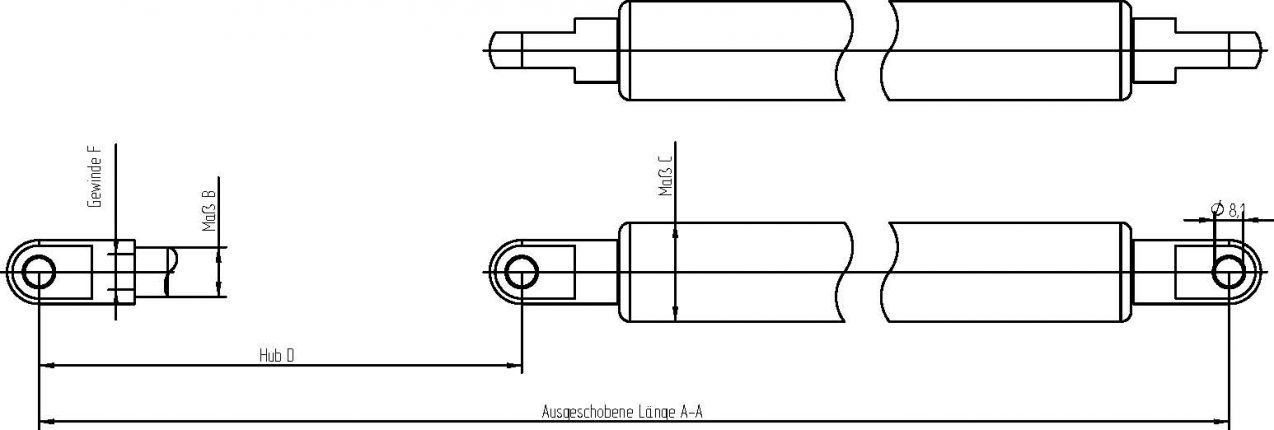 Gasfeder mit Auge - 404434.001 - Gasfedern